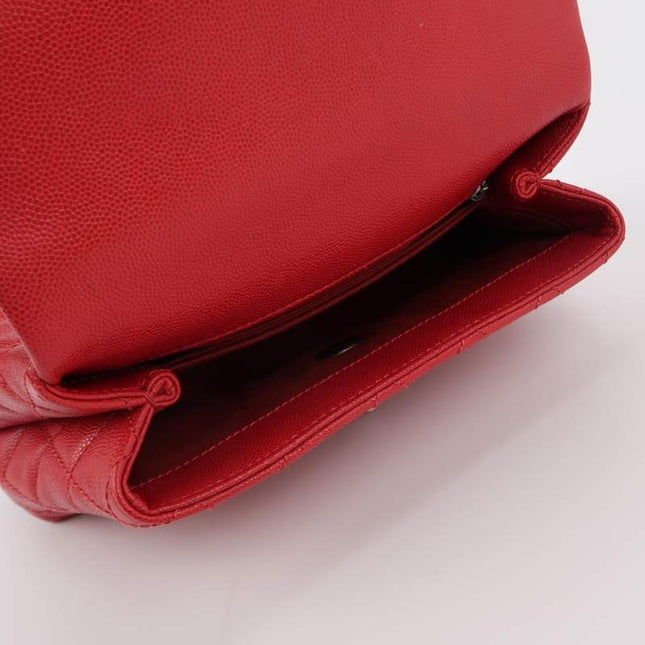 Sold Chanel Coco Handle Small Red Caviar Leather Silver Hardware, 2016-2017