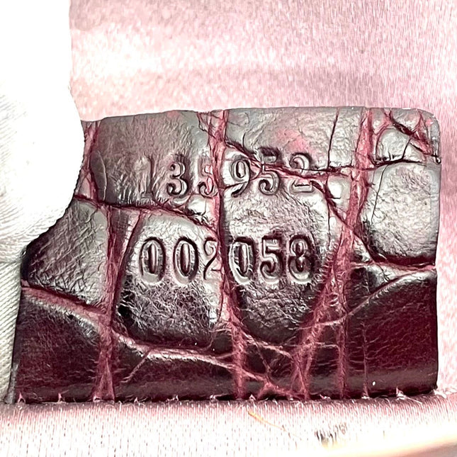 Gucci Jeweled Dragon Bag Purple Crocodile and GG Velvet Bamboo Chain Strap Shoulder Bag