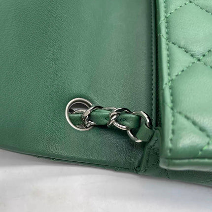 Chanel Classic Flap Mini 2019 Green Lambskin Leather Silver Hardware