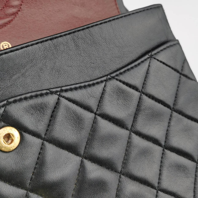 Sold Chanel Classic Flap Vintage Black Lambskin Leather with 24k Gold Hardware