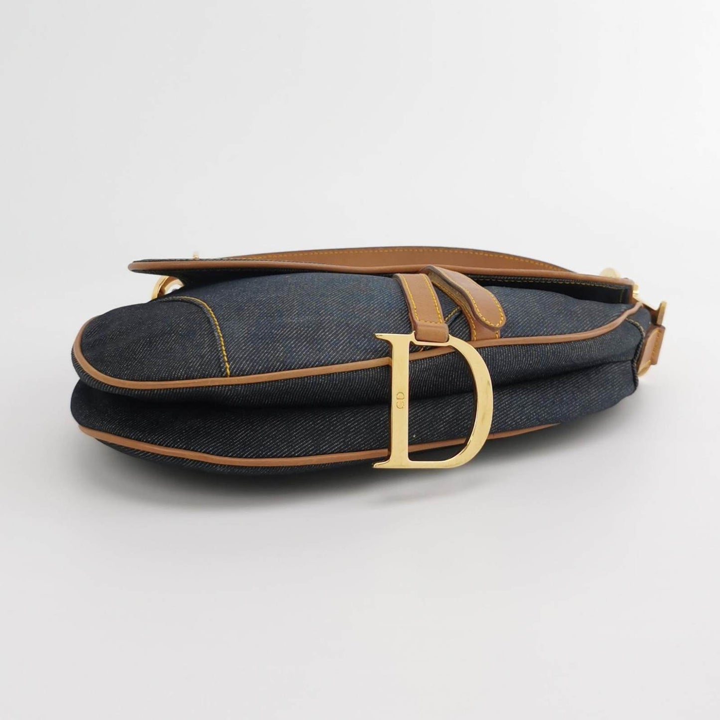 Sold Dior Saddle 2001 Navy Denim with Beige Leather Trim Shoulder Bag