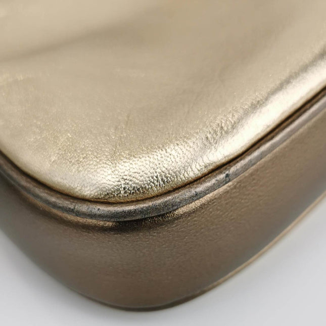 Gucci Jackie Vintage Mini Gold Lambskin Leather Brown Calfskin Leather