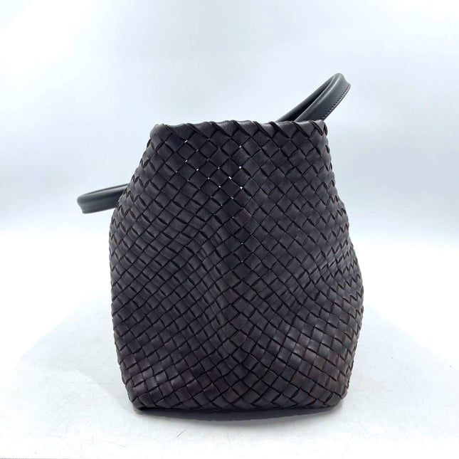 Sold Bottega Veneta Cabat Large Intreccio Leather Tote Bag Dark Chocolate Brown with Pouch 40cm