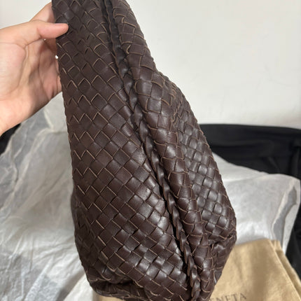 Bottega Veneta Belly Hobo Intreccio Leather Dark Chocolate Brown Large 50cm