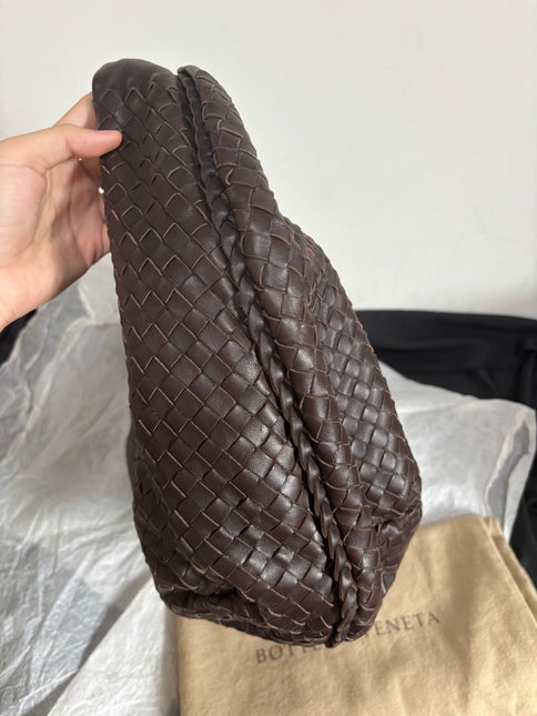Bottega Veneta Belly Hobo Intreccio Leather Dark Chocolate Brown Large 55cm