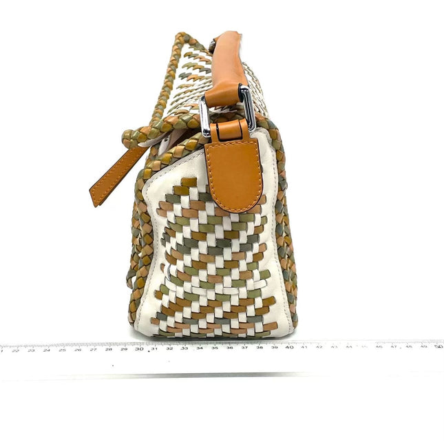 Loewe Puzzle Small Leather Woven Braided Multicolor Crossbody Bag