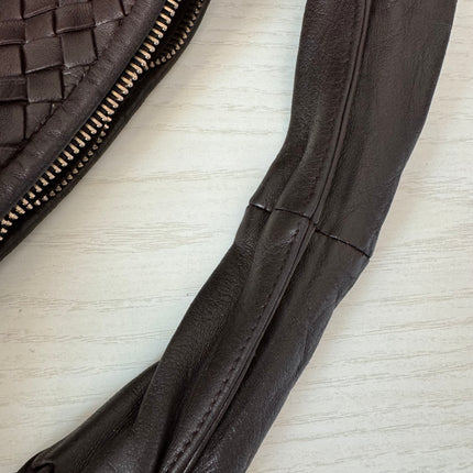 Bottega Veneta Intrecciato Hobo Bag Medium Dark Chocolate Brown Lambskin leather 47cm