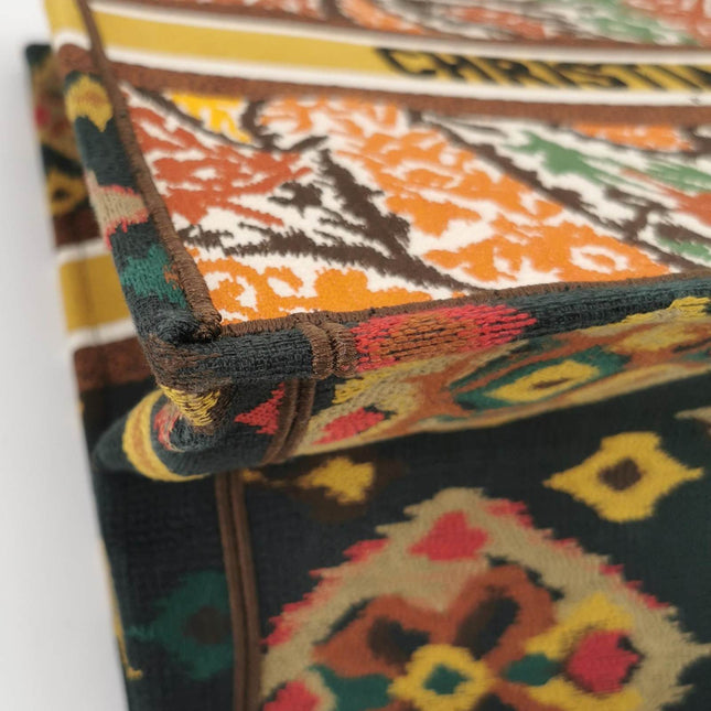 Sold Christian Dior Book Tote Large Multicolour Floral Motif Embroidered Handbag