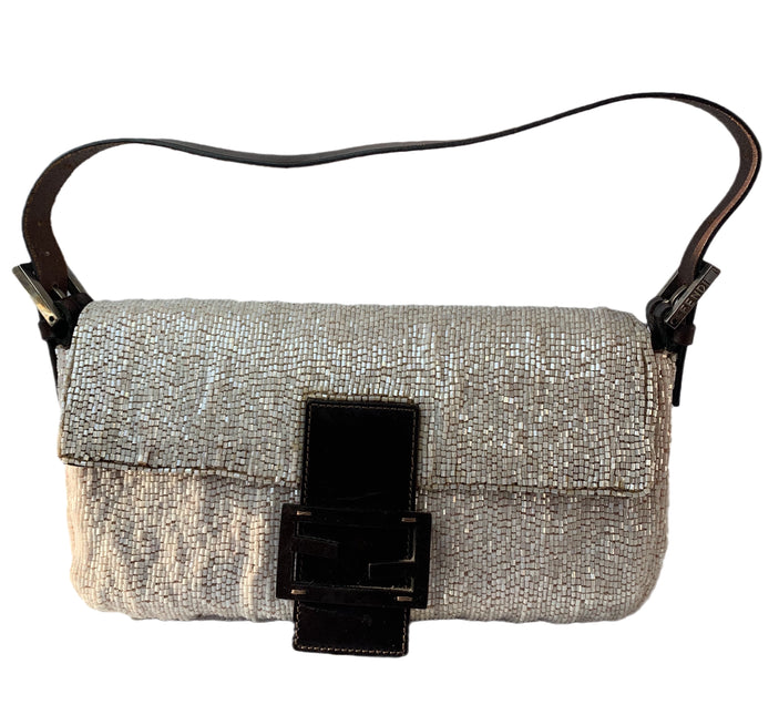 Fendi Baguette Shoulder bag with Cream Beads-Luxbags