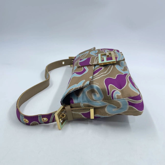 Sold FENDI Baguette Multicolor Purple Fabric with Psychedelic prints