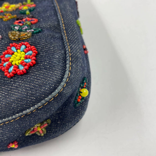Sold Fendi Baguette Denim with Floral Beads 25 Anniversary Special Collection