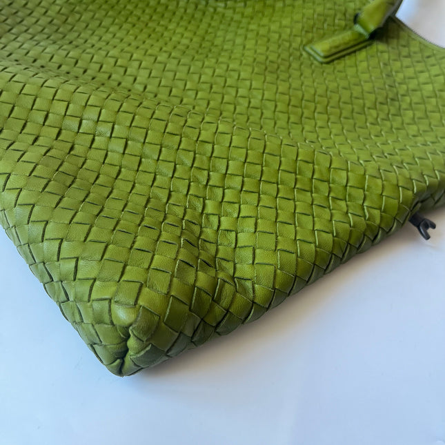 Bottega Veneta Maxi Convertible Tote Bag Hobo Green Leather Two-way Carry 52cm