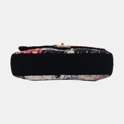 Chanel Jumbo Quilted Multicolor Patchwork Jersey Flap Bag