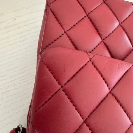 Chanel Classic Flap Burgundy Lambskin Leather Gunmetal Grey HW, 2011-2012