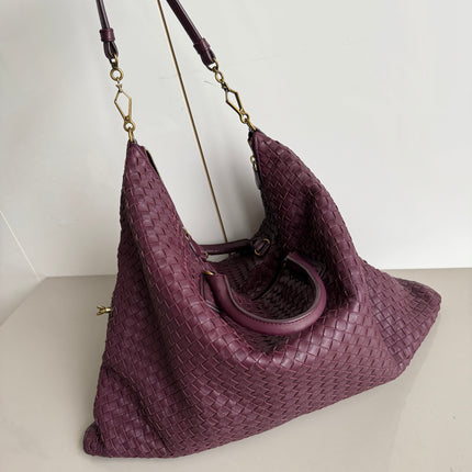 Bottega Veneta Maxi Convertible Tote Bag Wine Burgundy Leather Gold Hardware 50cm-Luxbags