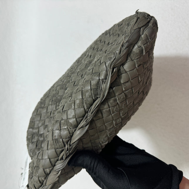 Bottega Veneta Veneta Hobo Medium Leather and Velvet Grey Green 41cm