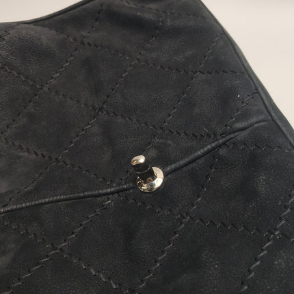 Chanel Nubuck Suede Darjeeling Flap Bag Ultimate Stitch Black Jumbo Bag