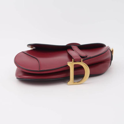 Sold Dior Saddle Shoulder Bag Medium Red Smooth Leather Gold Hardware