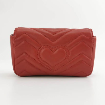 Sold Gucci Marmont Super Mini Flap Leather Bag Red Leather