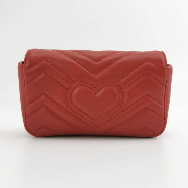 Sold Gucci Marmont Super Mini Flap Leather Bag Red Leather