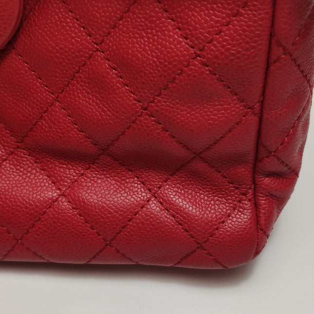 Chanel Classic Flap Maxi Red Caviar Leather Silver-tone Hardware Giant CC Logo