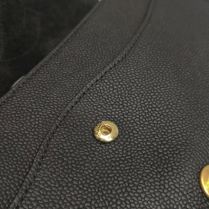 Chanel Classic Flap Jumbo Black Caviar Leather Double Flap with Gold Hardware 2017