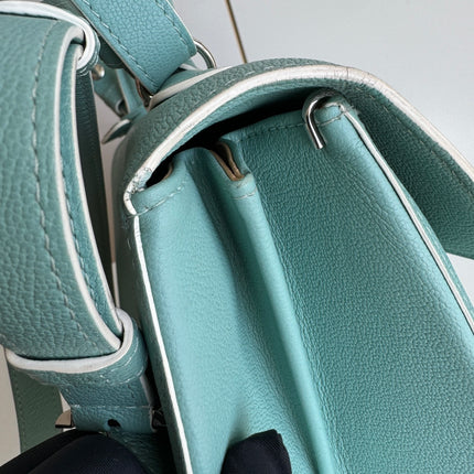 Delvaux Brilliant MM Medium Bright Tiffany Blue Calfskin Leather Crossbody Bag