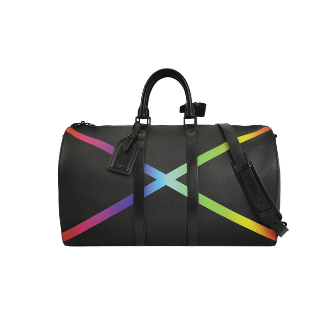 Louis Vuitton Taiga Rainbow Black Keepall Bandouliere 50 Leather-Luxbags