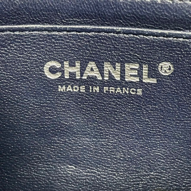 Chanel Classic Flap Mini 2014 Navy Lambskin Leather Silver Hardware