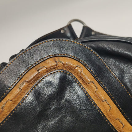 Dior Vintage Gaucho Large Black Leather Crossbody Bag