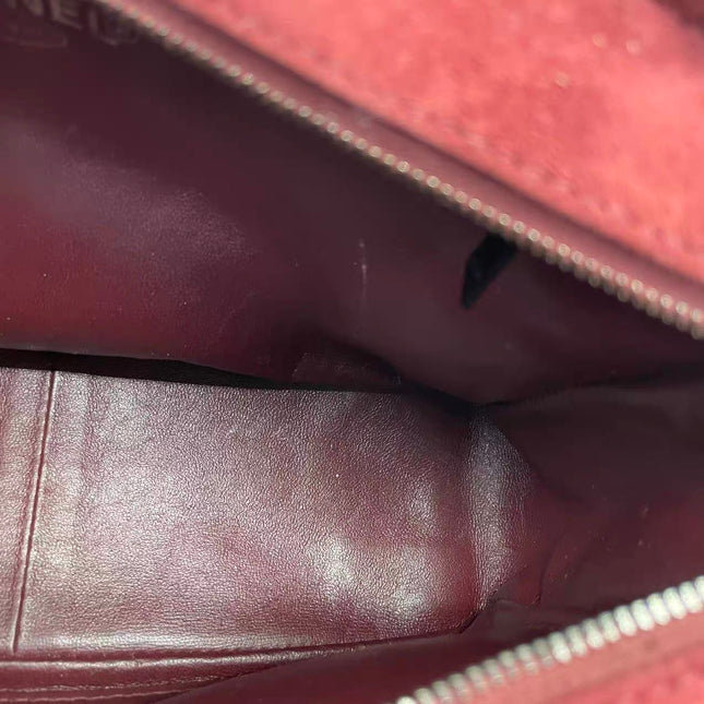 Chanel Vintage Shoulder Bag Burgundy Suede Leather Gunmetal Hardware 2000-02