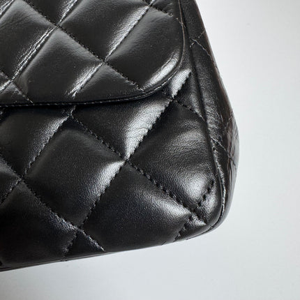 Chanel Classic Flap Jumbo Black Lambskin Leather Single Flap Gold Hardware 2009-2010