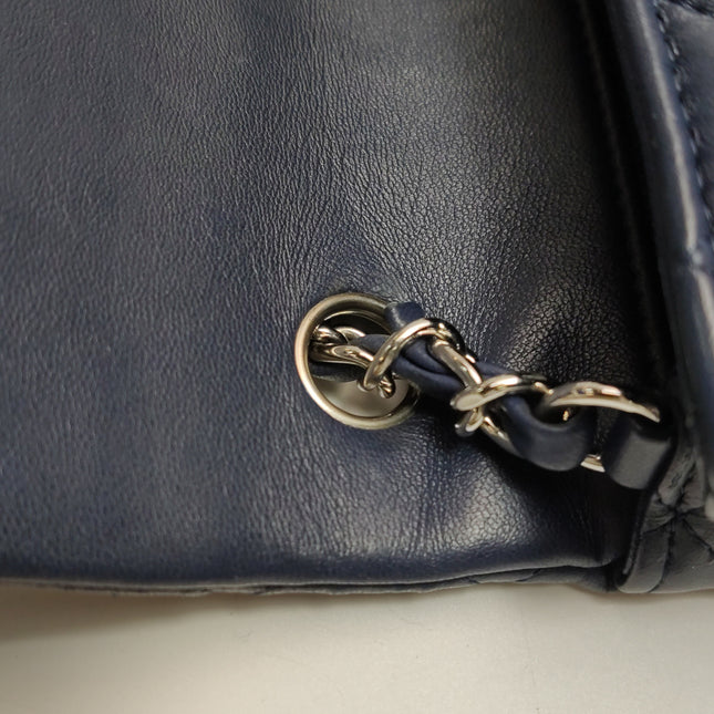 Chanel Classic Flap Mini 2020 Navy Lambskin Leather Silver Hardware
