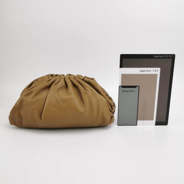 Sold Bottega Veneta Pouch Calfskin Leather Caramel Brown Large