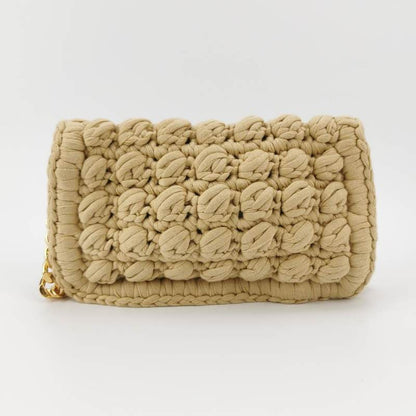 Bottega Veneta Classic Jersey Hand-crocheted Shoulder bag in Cane sugar with Gold Hardware