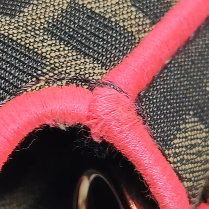 FENDI Baguette Zucca Monogram Canvas with Pink Neon trimming Crossbody Bag