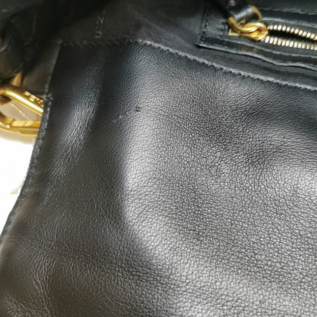 Sold Fendi Baguette Black Leather 3D FF Motif Crossbody Bag Large