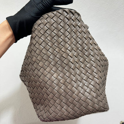 Sold Bottega Veneta Cabat Large Intreccio Leather Tote Bag Grey 40-43cm