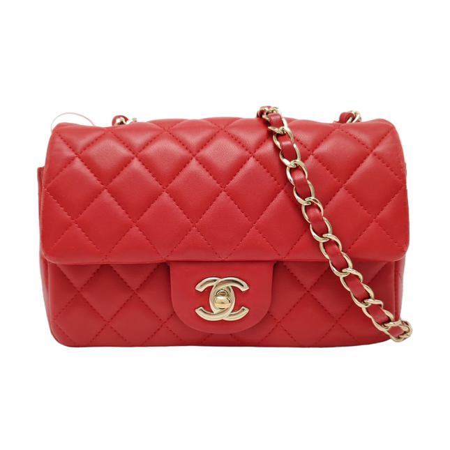 Chanel Classic Flap Mini 2020 Red Lambskin Leather Gold Hardware
