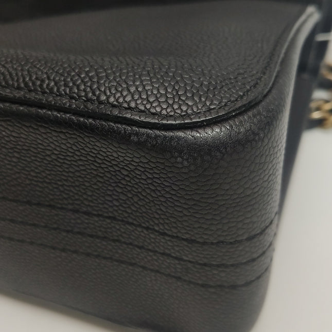 Chanel Classic Flap Jumbo Black Caviar Leather Double Flap with Gold Hardware 2017