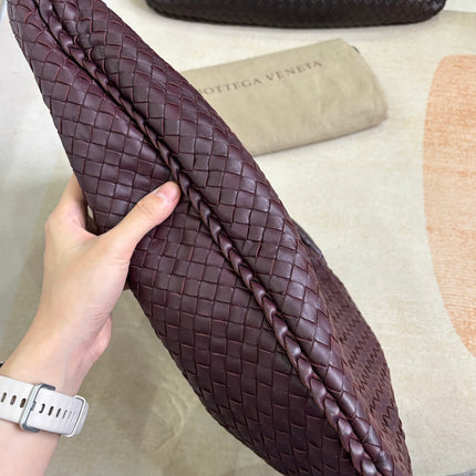 Bottega Veneta Veneta Hobo Burgundy Wine Intreciatto Leather Bag Large 48cm