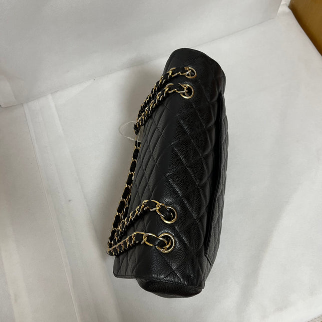 Chanel Classic Flap Jumbo 2009 Black Caviar Leather Single Flap Gold Hardware