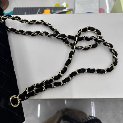 Chanel Classic Flap Medium Black Velvet Gold Hardware, 2014-2015