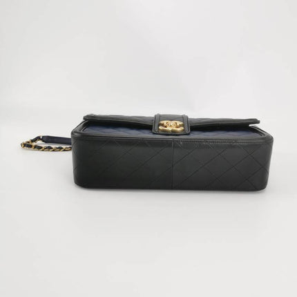 Sold Chanel Elegant CC Flap Bag Navy Black Quilted Medium