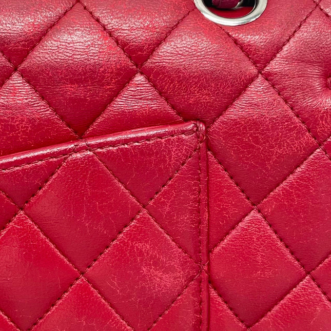 Chanel Classic Flap Medium Red Lambskin Leather with Silver Hardware 2012-13