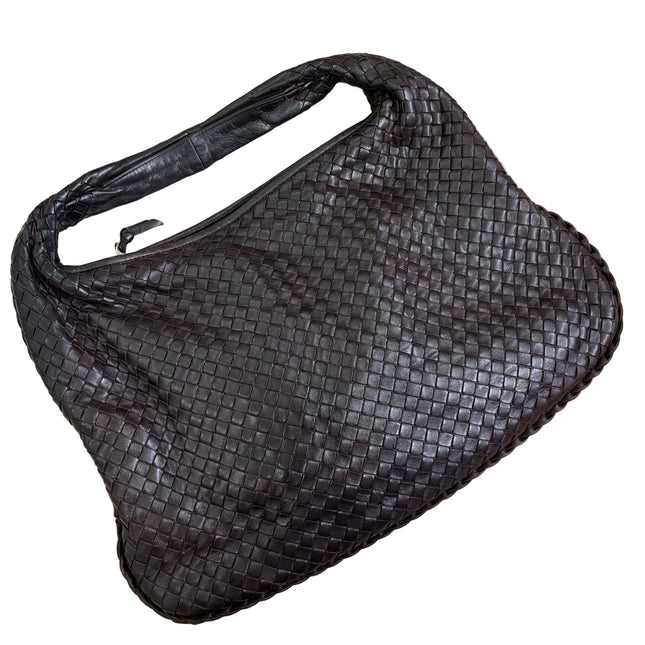 Bottega Veneta Veneta Hobo Dark Chocolate Brown Intreciatto Leather Bag Large 47cm