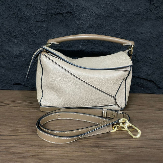 Loewe Puzzle Small Sand Beige Brown Strap Crossbody Bag-Luxbags
