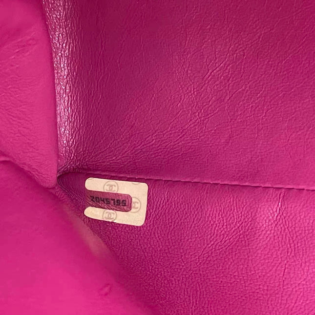 Chanel RARE Vintage Classic Maxi 34 Flap Hot Pink Denim Giant CC 24 Gold Hardware
