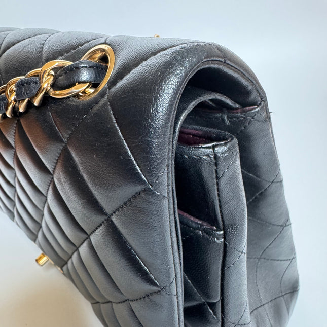Chanel Classic Flap Maxi Black Lambskin Leather Double Flap with Gold-tone Hardware
