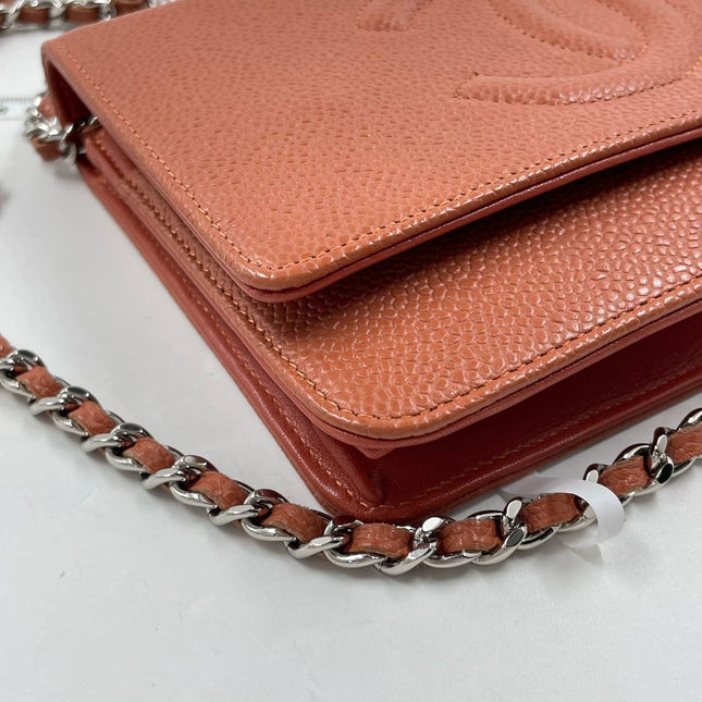 Sold Chanel Wallet on Chain WOC Double CC Orange Caviar Leather